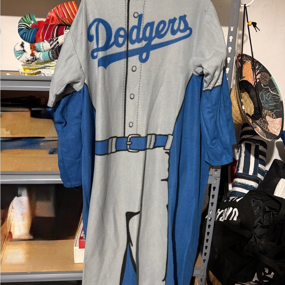Gray and Blue Dodgers Themed Snuggie Blanket